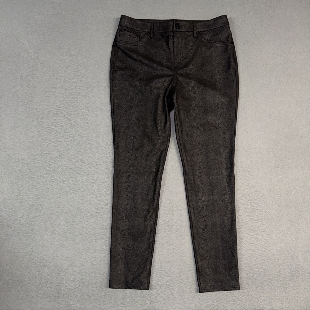 Chicos Jeans Womens 1 / 8 Gray Straight Stretch Animal Polyester Leather Feel